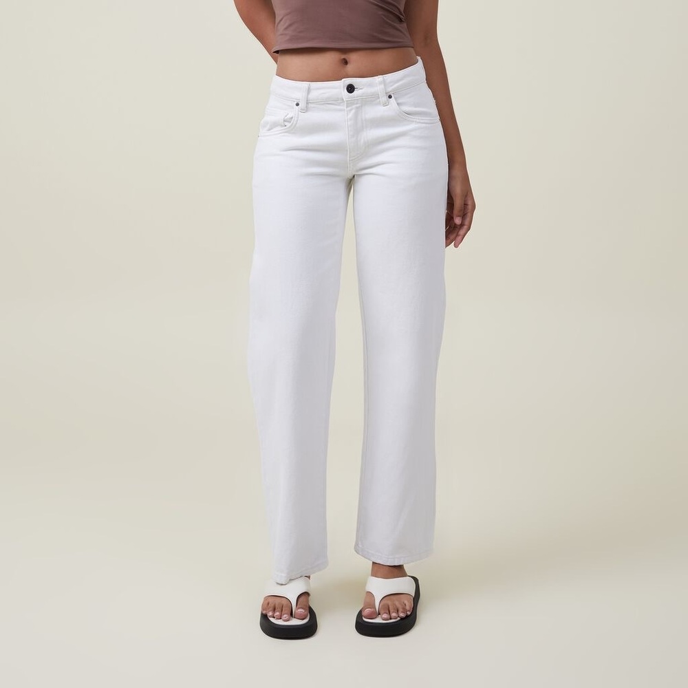 Cotton On white straight leg mid rise jeans